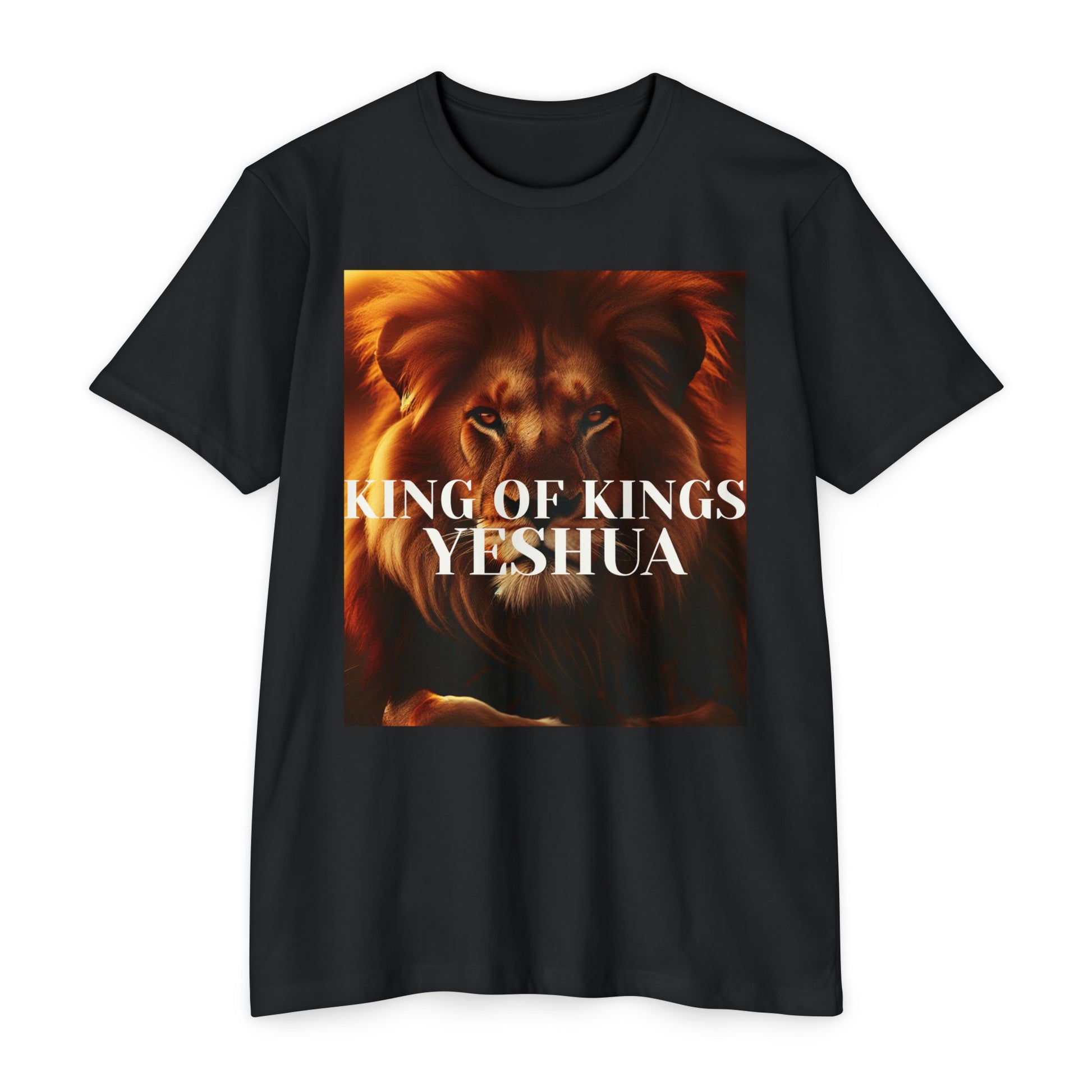 Lion King of Kings Unisex CVC Jersey T-shirt, Christian Apparel, Spiritual T-shirt, Gift for Believers, Religious Fashion
