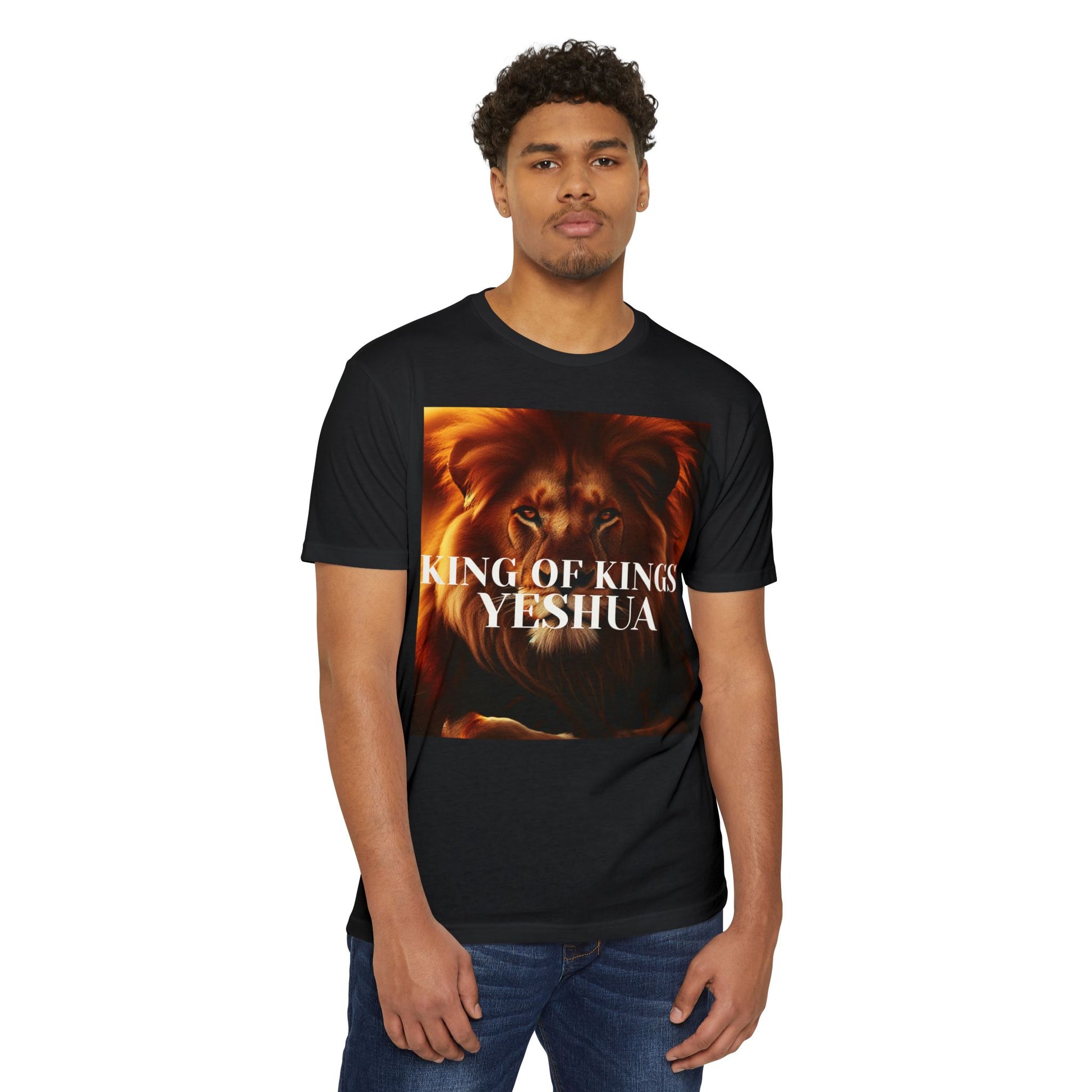 Lion King of Kings Unisex CVC Jersey T-shirt, Christian Apparel, Spiritual T-shirt, Gift for Believers, Religious Fashion