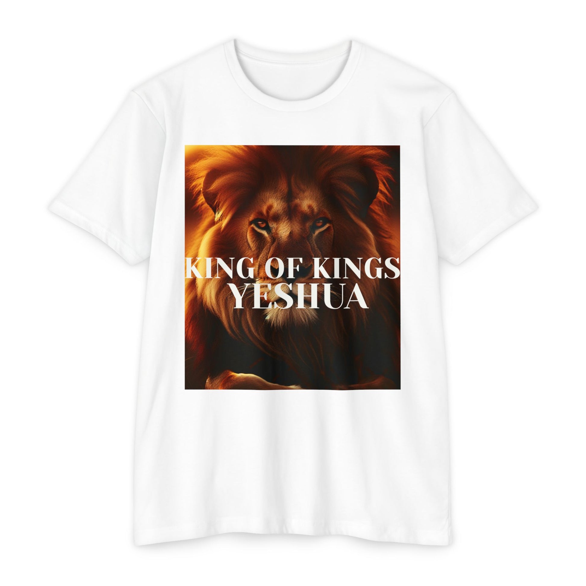 Lion King of Kings Unisex CVC Jersey T-shirt, Christian Apparel, Spiritual T-shirt, Gift for Believers, Religious Fashion