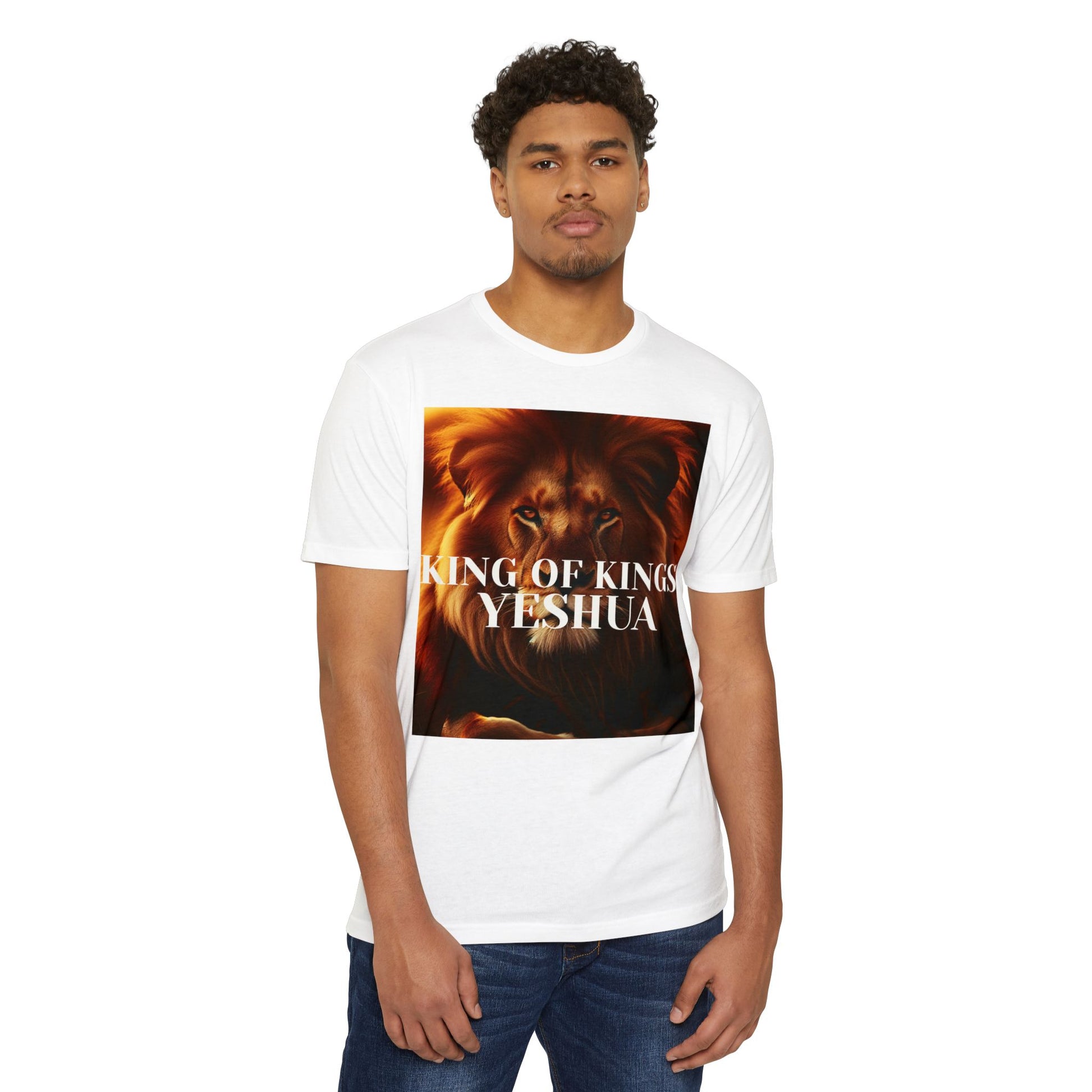 Lion King of Kings Unisex CVC Jersey T-shirt, Christian Apparel, Spiritual T-shirt, Gift for Believers, Religious Fashion